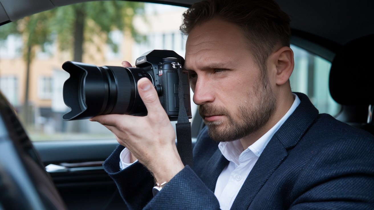 Detektiv im Auto fotografiert; Detektiv aus Hannover, Detektivagentur aus Hannover, Detektei aus Hannover, Detektiv-Team aus Hannover